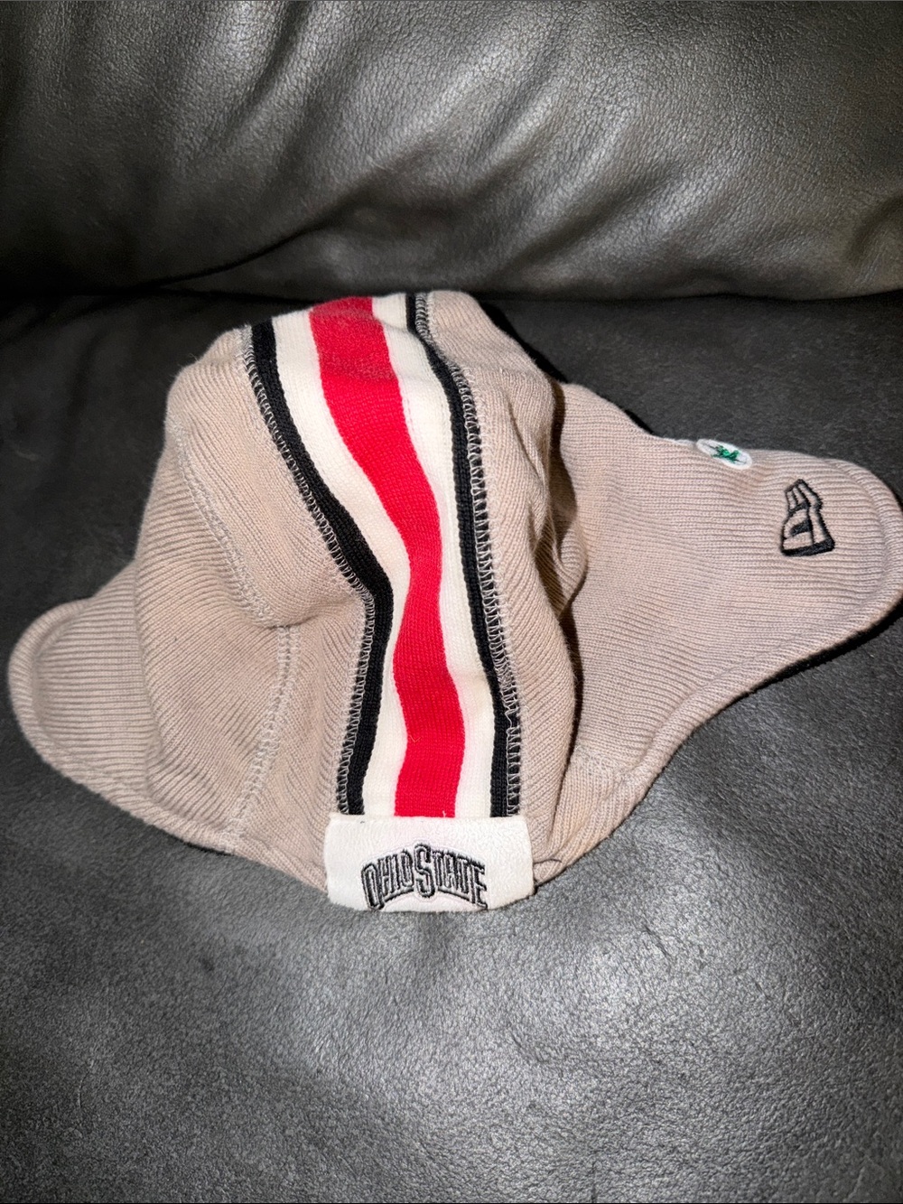 Youth Ohio state football New Era Beige hat cap with Red, White & Black Stripes